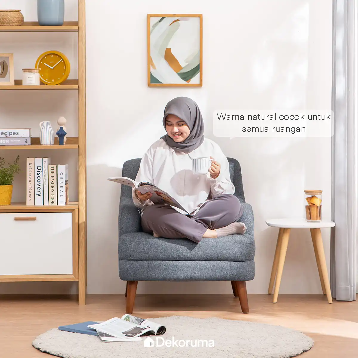 Heim Studio HISA Sofa 1 Dudukan Kain - Abu-abu Tua - Image 6