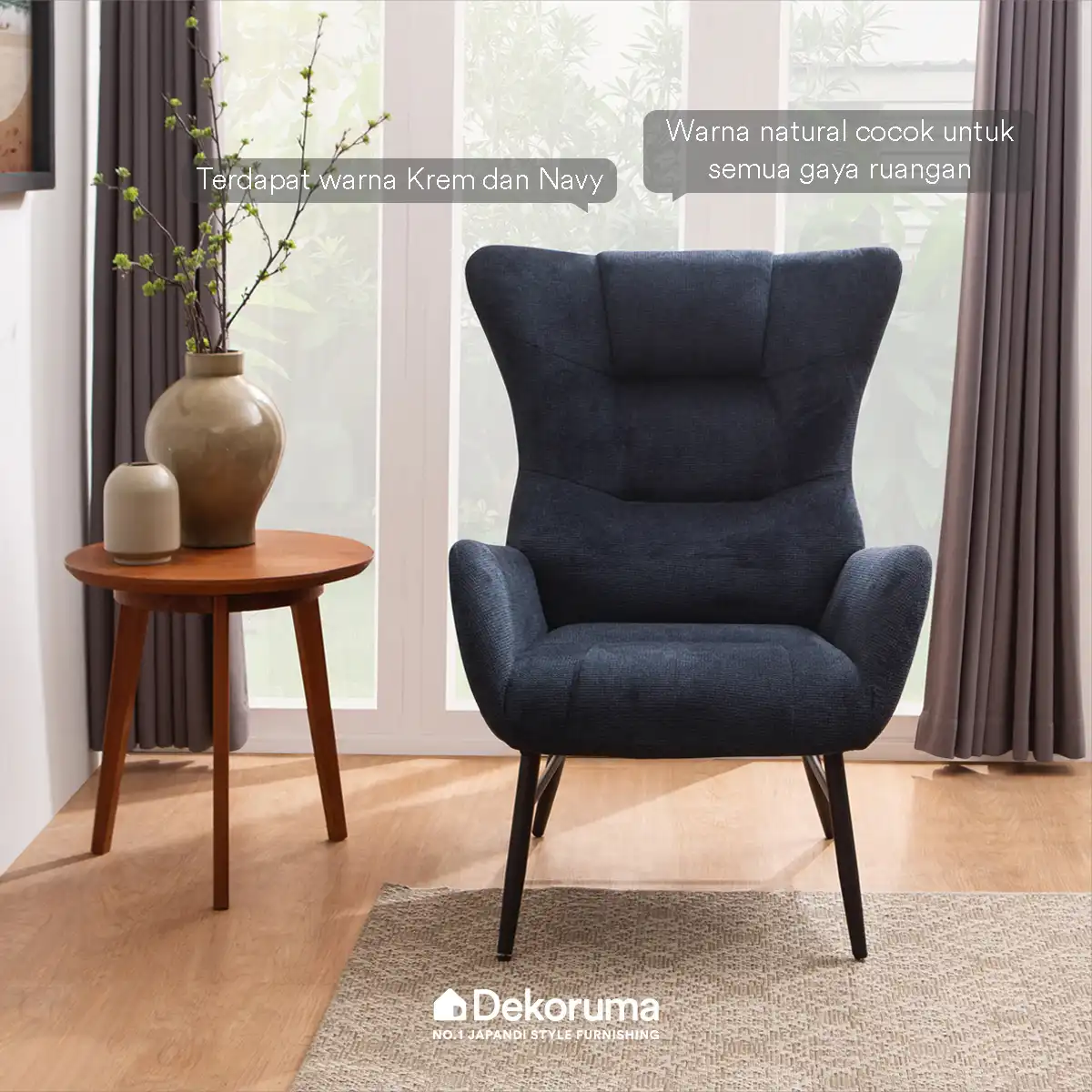 Heim Studio DENTA Sofa Recliner 1 Dudukan Kain - Abu-abu Tua - Image 2