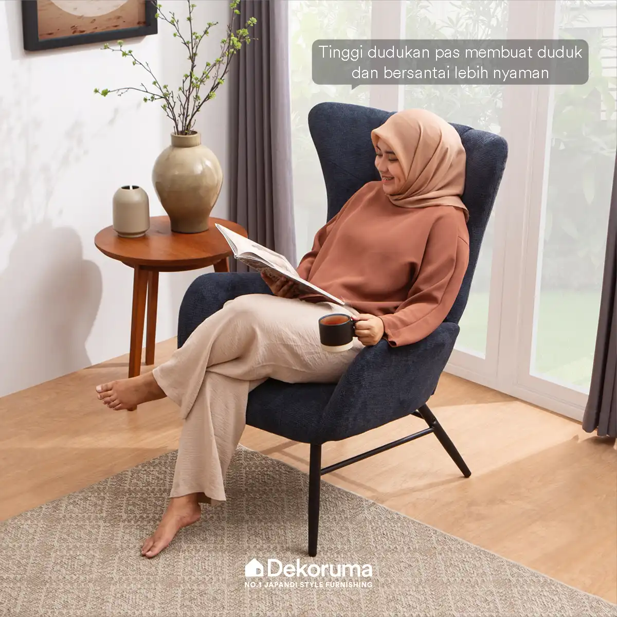 Heim Studio DENTA Sofa Recliner 1 Dudukan Kain - Abu-abu Tua - Image 3
