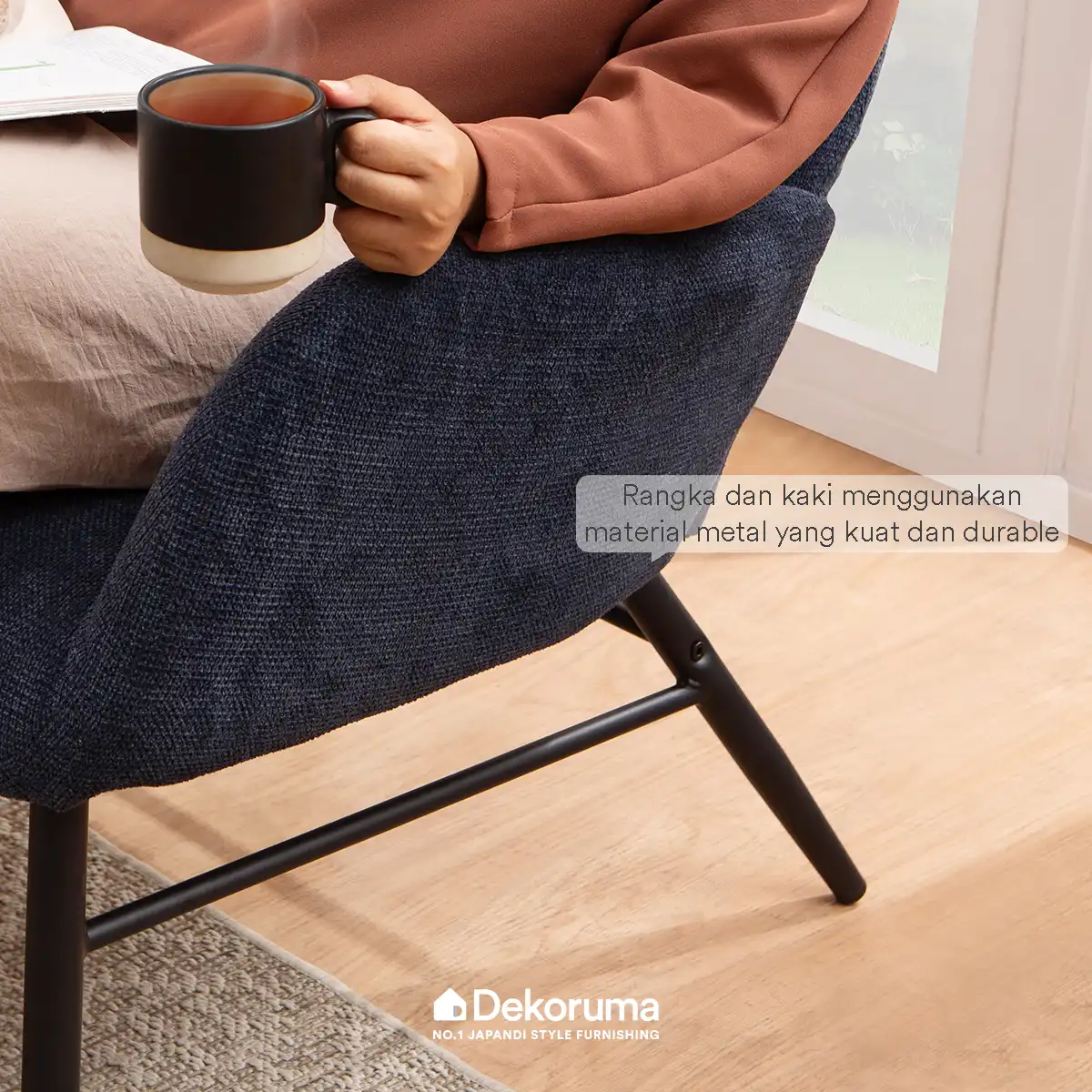 Heim Studio DENTA Sofa Recliner 1 Dudukan Kain - Abu-abu Tua - Image 4