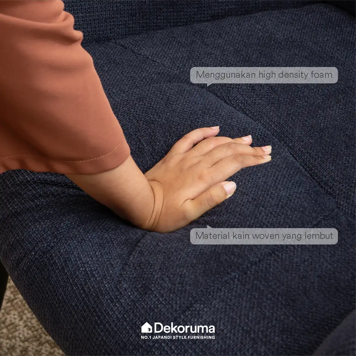 Heim Studio DENTA Sofa Recliner 1 Dudukan Kain - Abu-abu Tua - Image 5
