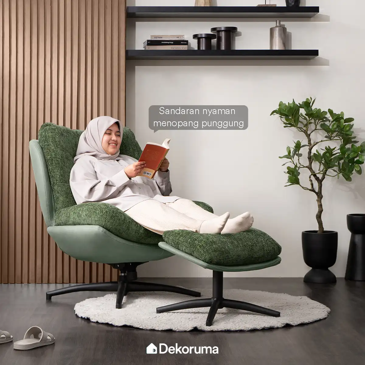 Heim Studio DENTA Sofa Recliner 1 Dudukan Kain - Abu-abu Tua - Image 6